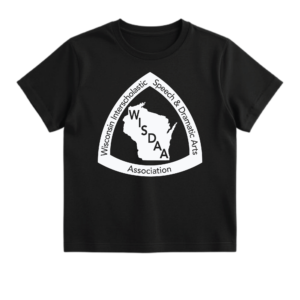 White WISDAA logo on black T-shirt